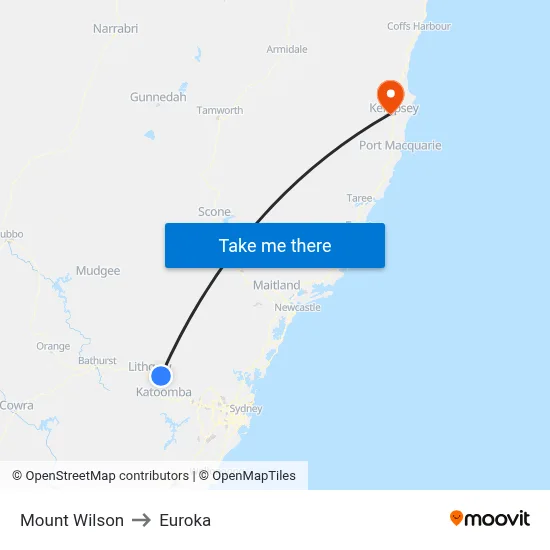 Mount Wilson to Euroka map