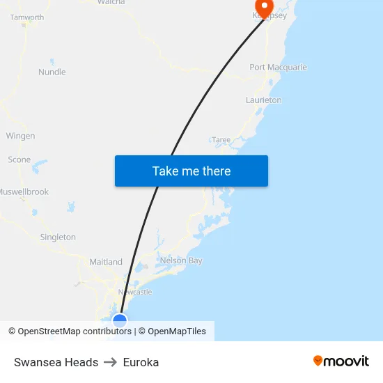 Swansea Heads to Euroka map