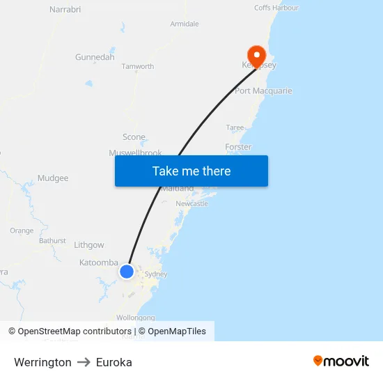 Werrington to Euroka map