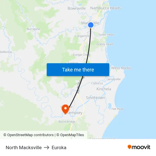 North Macksville to Euroka map