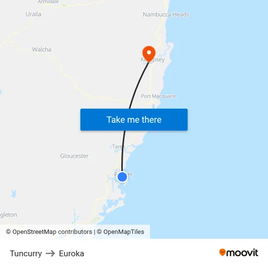 Tuncurry to Euroka map