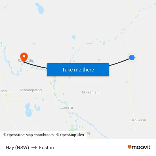 Hay (NSW) to Euston map
