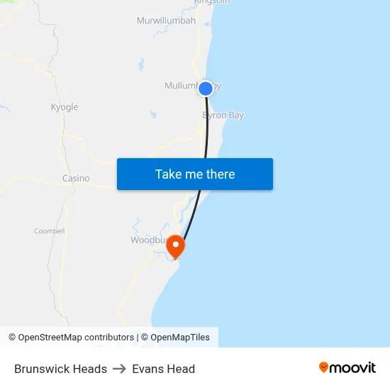 Brunswick Heads to Evans Head map