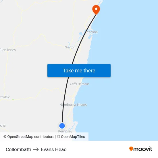 Collombatti to Evans Head map