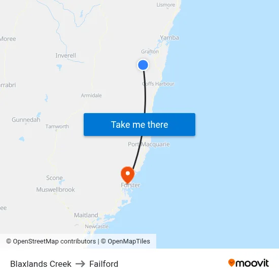 Blaxlands Creek to Failford map