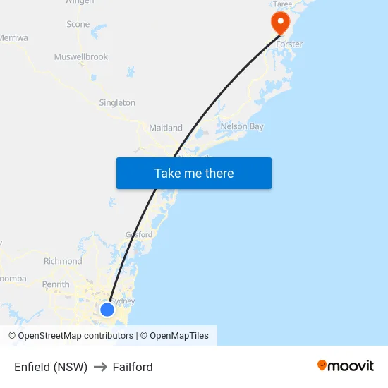 Enfield (NSW) to Failford map