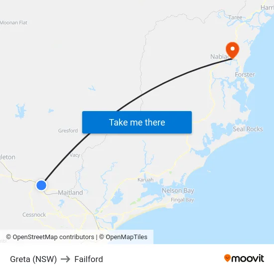 Greta (NSW) to Failford map