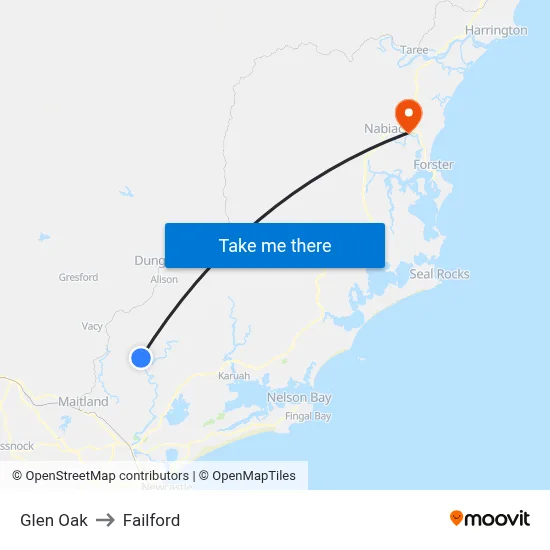 Glen Oak to Failford map