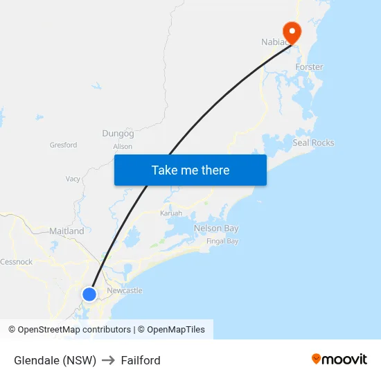 Glendale (NSW) to Failford map