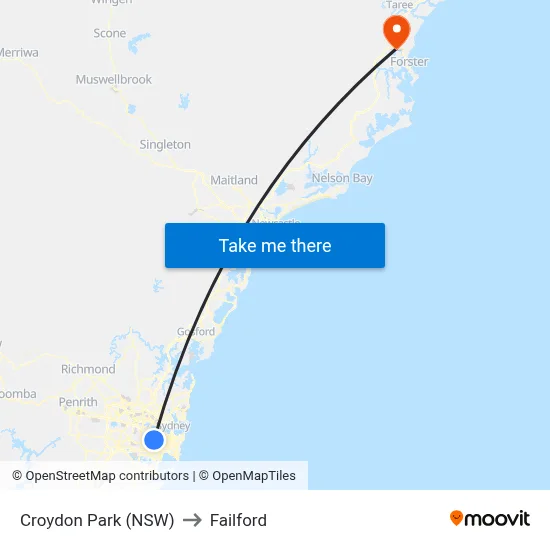 Croydon Park (NSW) to Failford map