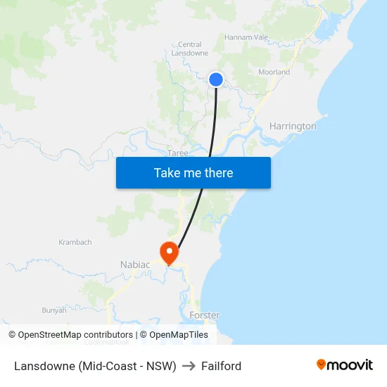 Lansdowne (Mid-Coast - NSW) to Failford map
