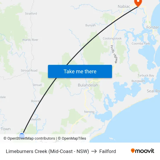 Limeburners Creek (Mid-Coast - NSW) to Failford map