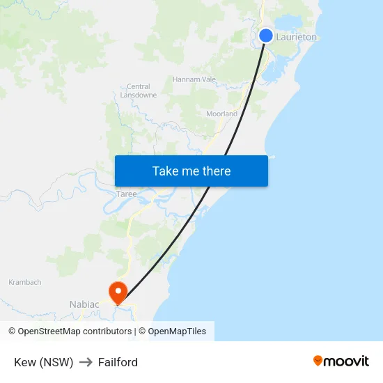 Kew (NSW) to Failford map