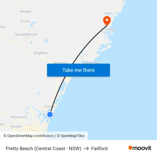Pretty Beach (Central Coast - NSW) to Failford map