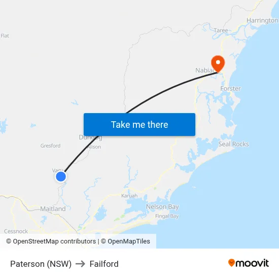 Paterson (NSW) to Failford map