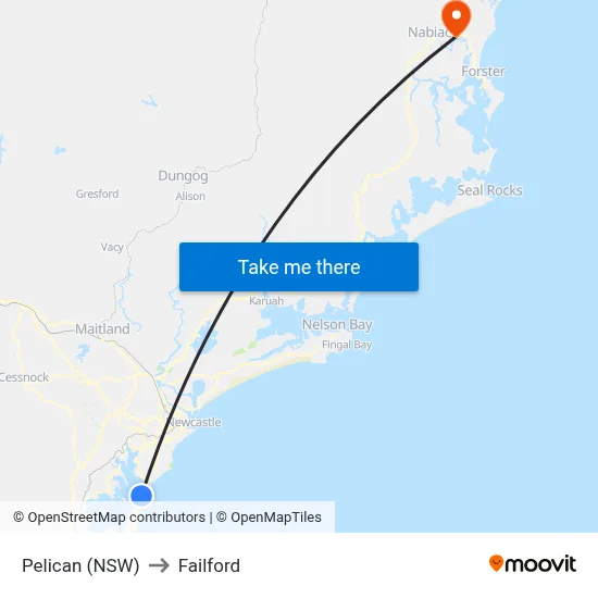 Pelican (NSW) to Failford map