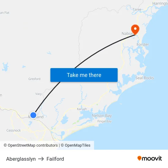 Aberglasslyn to Failford map