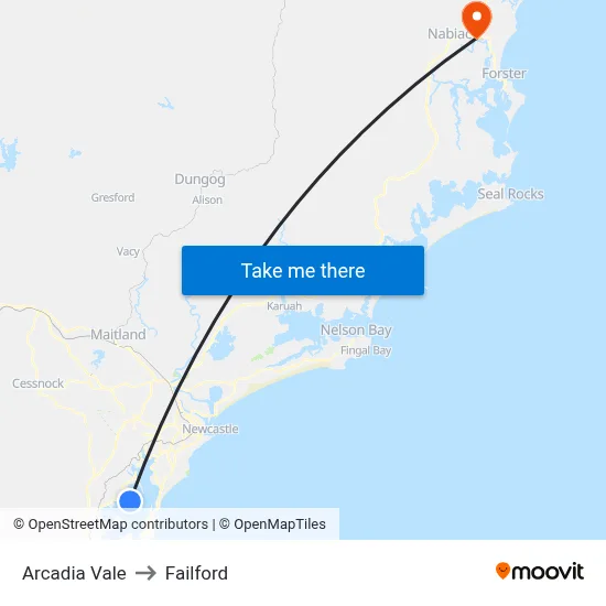 Arcadia Vale to Failford map