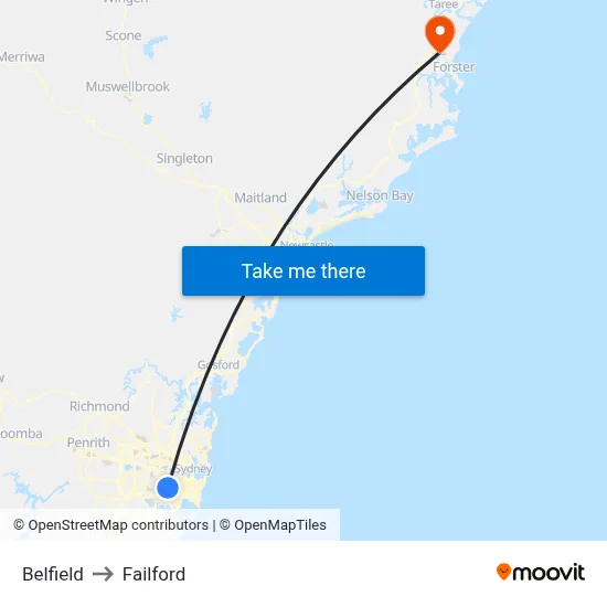 Belfield to Failford map