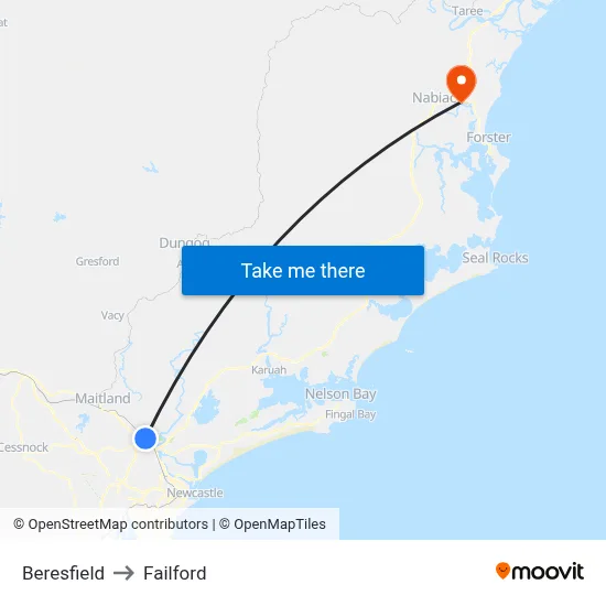 Beresfield to Failford map