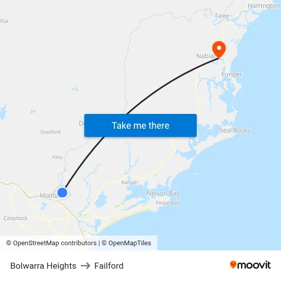 Bolwarra Heights to Failford map