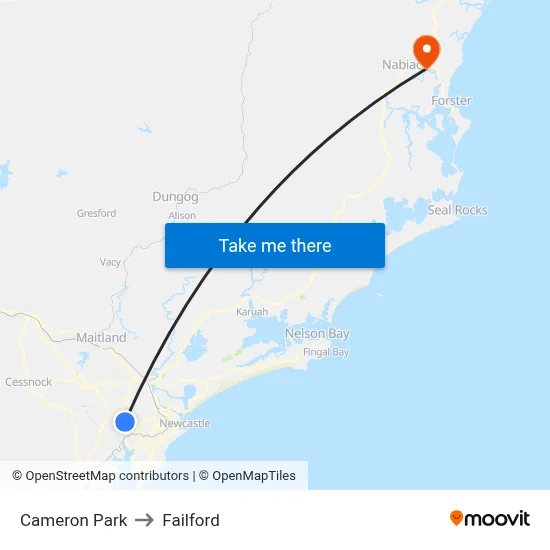 Cameron Park to Failford map