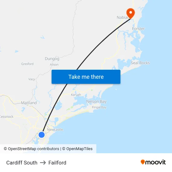 Cardiff South to Failford map