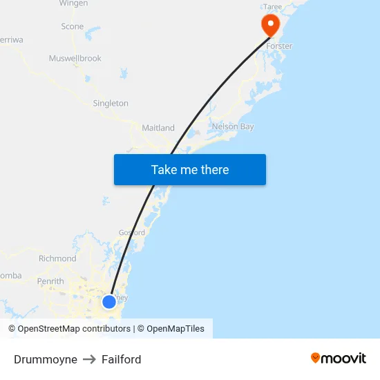 Drummoyne to Failford map