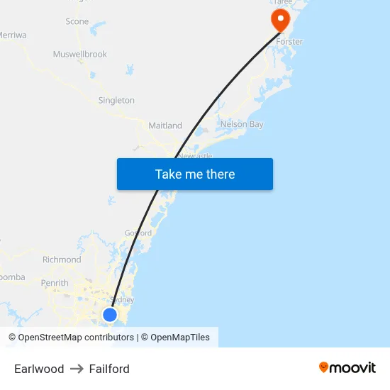Earlwood to Failford map