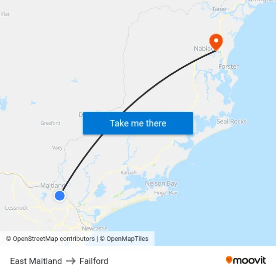 East Maitland to Failford map