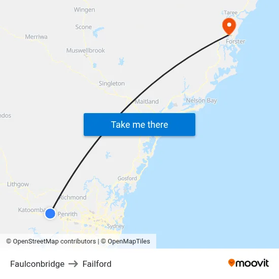 Faulconbridge to Failford map