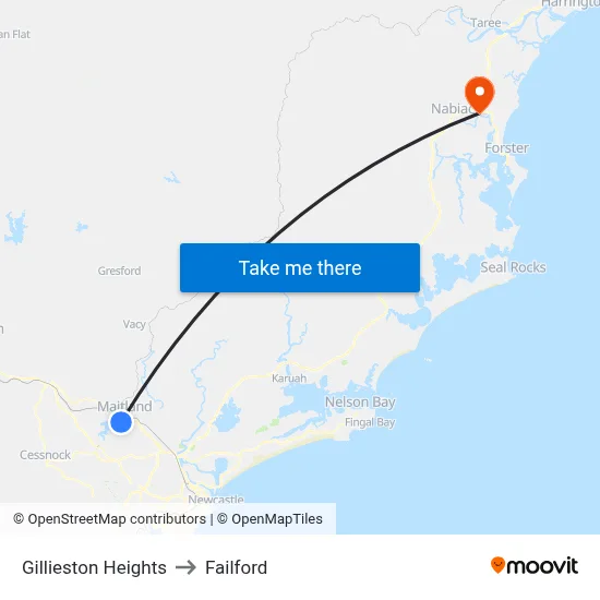 Gillieston Heights to Failford map