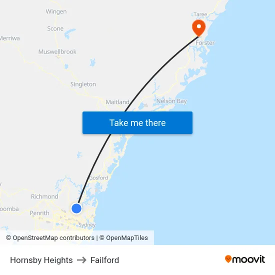 Hornsby Heights to Failford map