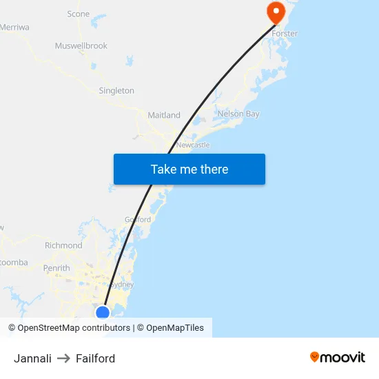 Jannali to Failford map