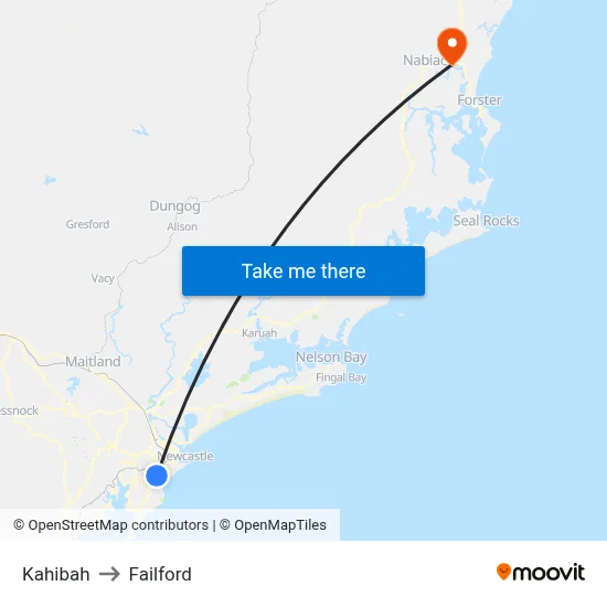 Kahibah to Failford map