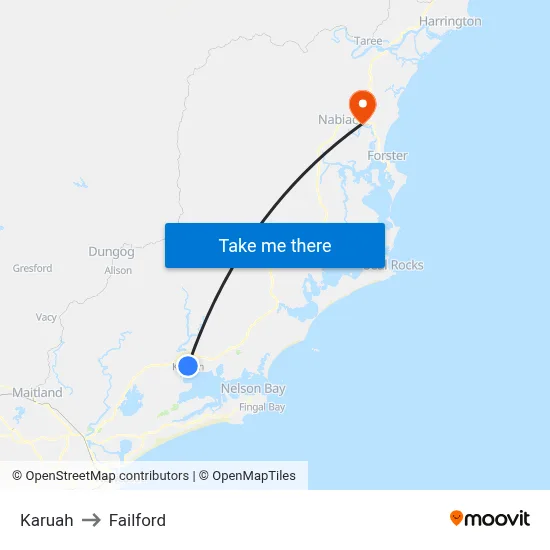 Karuah to Failford map