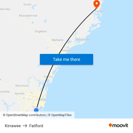 Kirrawee to Failford map