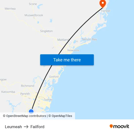 Leumeah to Failford map