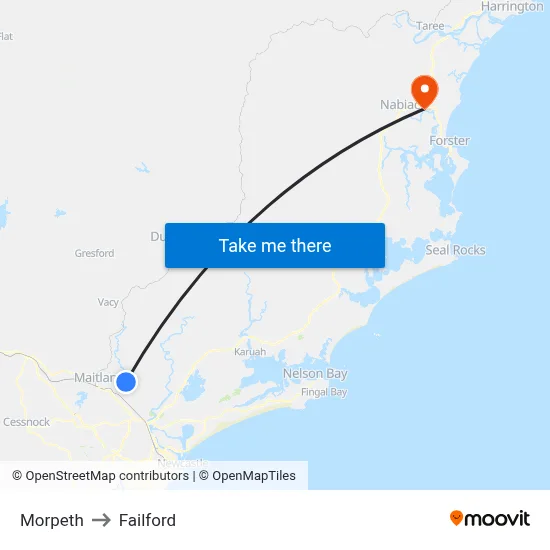Morpeth to Failford map