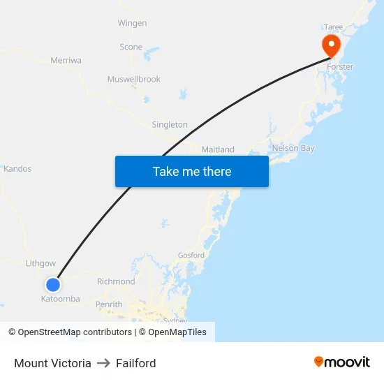Mount Victoria to Failford map