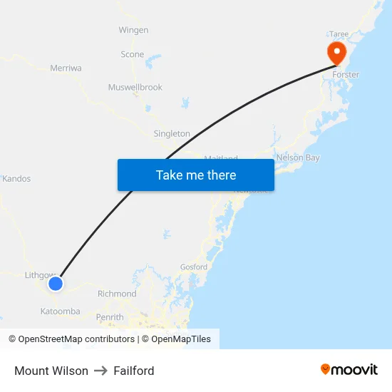 Mount Wilson to Failford map