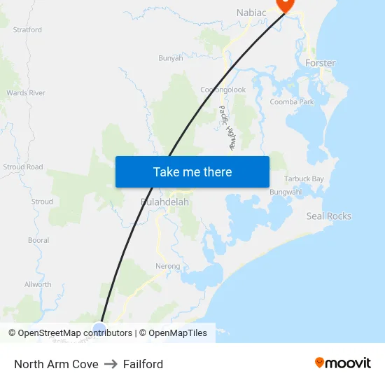 North Arm Cove to Failford map
