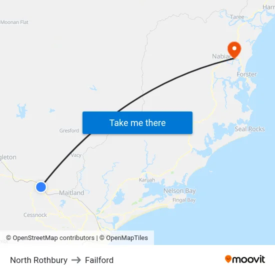 North Rothbury to Failford map