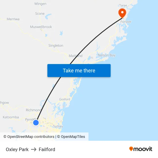 Oxley Park to Failford map