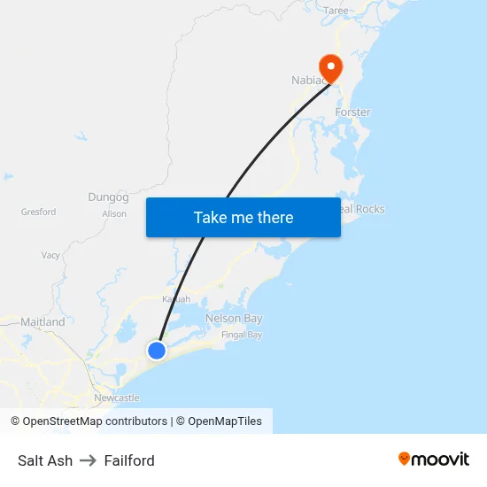 Salt Ash to Failford map