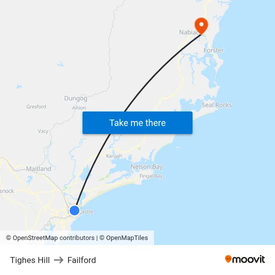 Tighes Hill to Failford map