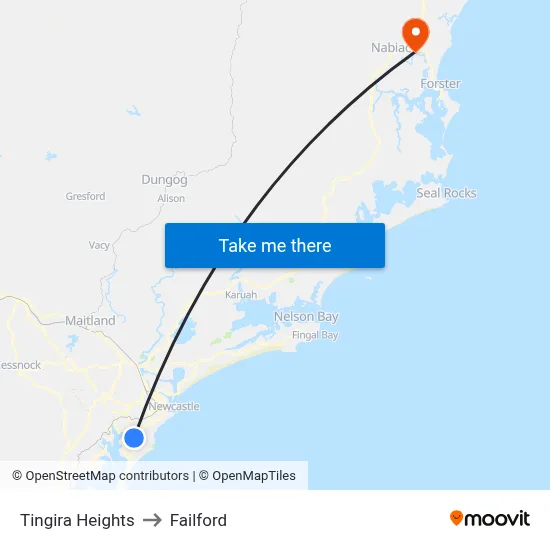 Tingira Heights to Failford map