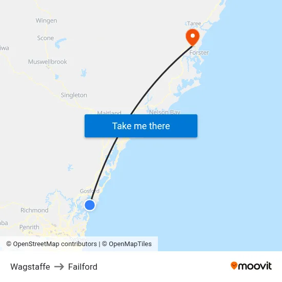 Wagstaffe to Failford map