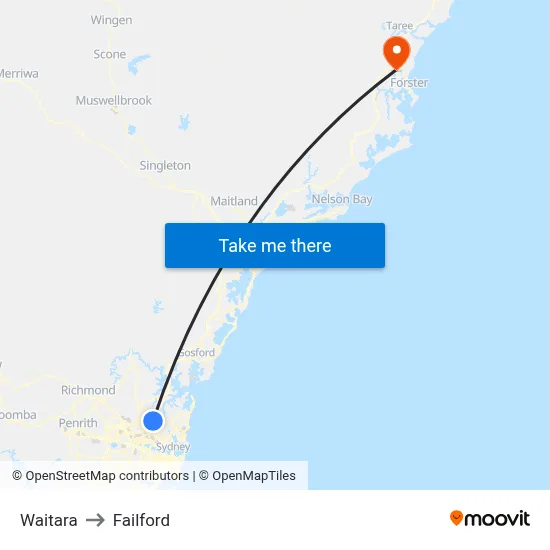 Waitara to Failford map