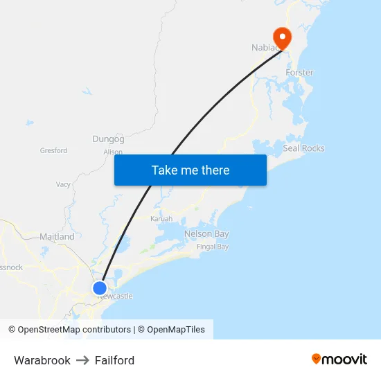 Warabrook to Failford map